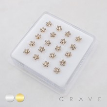 MULTI CZ FLOWER PIN 316L SURGICAL STEEL NOSE RING BOX